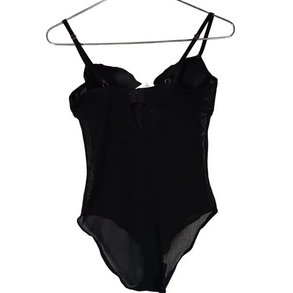 Marilyn Monroe Bodysuit Size Medium Black Mesh Padded Bra Adjustable Straps Lace - Picture 3 of 6
